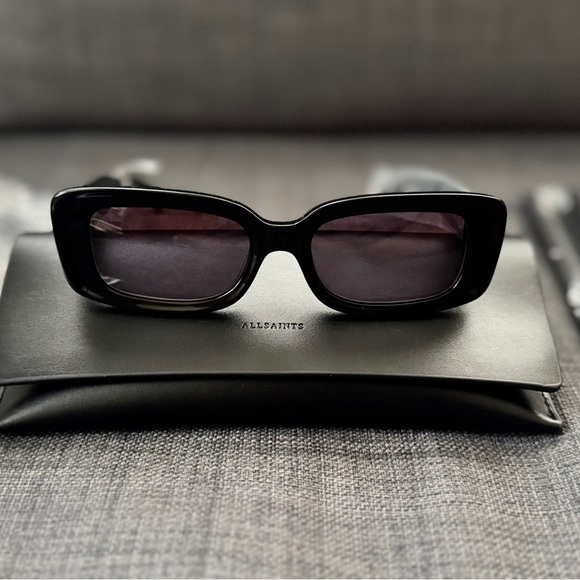 NEW AllSaints Sunglasses Sonic Rectangular Shaped BLACK Men women unisex - Picture 8 of 12
